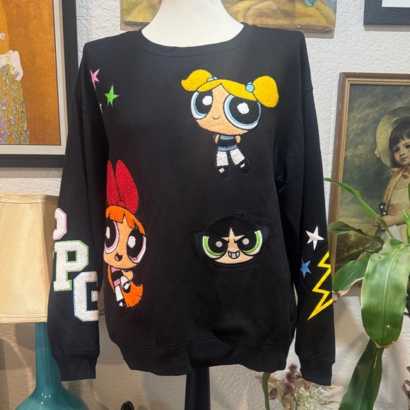 Black Powerpuff Girls Embroidered Sweatshirt - Picture 1 of 12